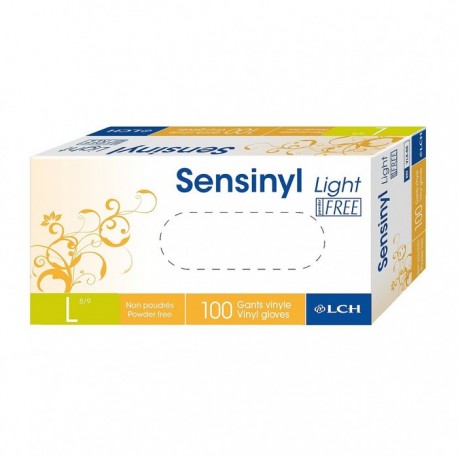 Gants Vinyle non poudrés Sensinyl Light Free - Taille L 8/9 - Boîte de 100
