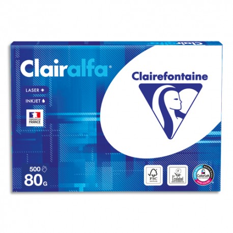 PAPIER CLAIRALFA 80GRS A4 - RAMETTE DE 500 FEUILLES