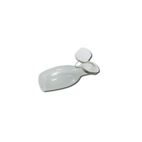 URINAL FEMME 1L - POLYETHYLENE BLANC - GRADUE PAR 50 ml - BOUCHON A L UNITE