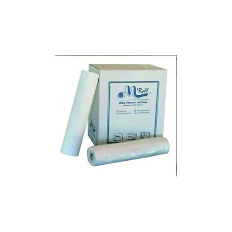 DRAP EXAMEN LISSE - BLANC - OUATE - 150 FORMATS - PREDECOUPES 50x38cm CARTON DE 12 ROULEAUX